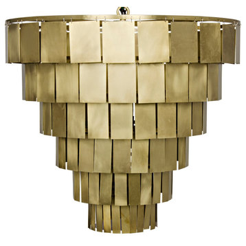 Shield Chandelier, Metal with Brass Finish