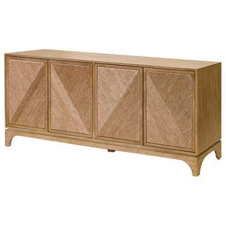 Coastal Style 70" TV Console Entertainment Stand Wood, Brown