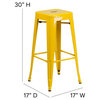 Kai Commercial Grade 30"H Metal Counter Stool, Yellow/Teak