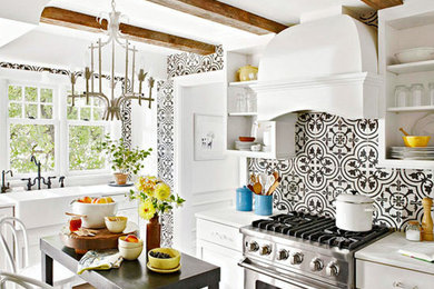 Black and White Cluny Cement Tile For A French-Inspired Kitchen