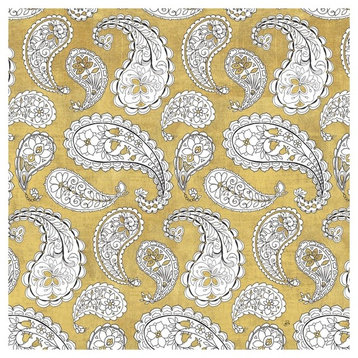"Color my World Paisley Pattern Gold" Paper Print by Daphne Brissonnet, 32"x32"