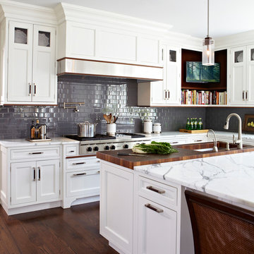 Glass Subway with Calacatta Counters