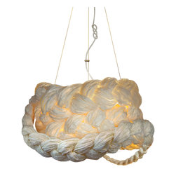 The Bride Lamp, White Braided Paper Pendant Light - MB Collection - Pendant Lighting