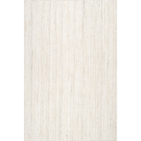 Nuloom Rigo Hand Woven Farmhouse Jute Area Rug, Off White 6'x9'