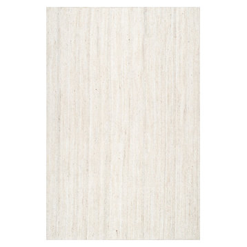 nuLOOM Hand Woven Jute and Sisal Rigo Area Rug, Off-White, 6'x9'