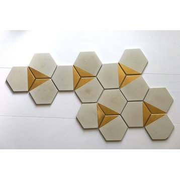 Handmade Cement Concrete Hexagon Tiles, Set of 10