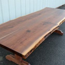 Live Edge Walnut Dining Table with Trestle Base - Dining Tables