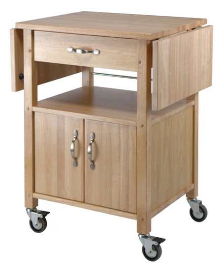 Double Drop Leaf Kitchen Cart With Cabinet And Shelf Transitional Double Drop Leaf Kitchen Cart With Cabinet And Shelf