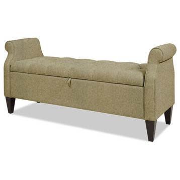 Jacqueline 58" Tufted Storage Bench, Incense Tan Brown Polyester