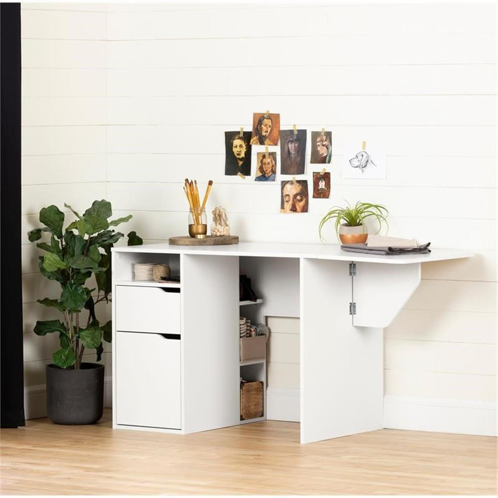 Crea Expandable Craft Table-Pure White-South Shore