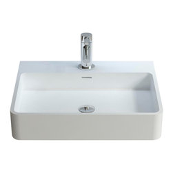 ADM Bathroom Design - ADM Rectangular Wall Mounted Countertop Sink, White, 24", Matte White - Bathroom Sinks