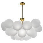 Dainolite - 8-Light Contemporary Globe Chandelier Miles, Aged Brass - 35.5" Aged Brass Miles Chandelier with Frosted Glass. This 8 light LED compatible is recommended for the ceiling in a Living Room. It requires 8 Halogen G9 bulbs, is covered by a 1 Year Warranty and is suitable for either a residental or commercial space.