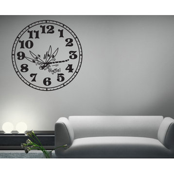 Clock Dragonfly Vinyl Wall Decal cf005gigglevii, Green, 72 in.