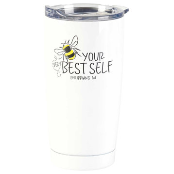 Bee Your Very Best Self, White, Tumbler, 20 Oz