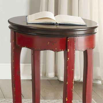 Bowery Hill Vintage styled Wood Round End Table in Red Finish