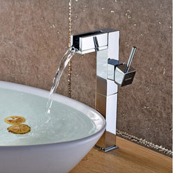 Waterfall Single Handle Brass Bathroom Sink Faucet Mixer Water Faucet (High vers - Bathroom Sink Faucets