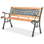 vidaXL - vidaXL Patio Bench Wooden Outdoor Patio Garden Bench Chair with Armrests Wood - This decorative wooden patio bench with its nostalgic design, features a high-quality wood and wrought iron frame. With a decorative PVC backrest, it is a real eye-catcher and the perfect choice for your garden or patio. It also makes a perfect addition to the front of your home.