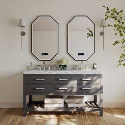 Ancerre Designs - Elizabeth Bath Vanity, Sapphire Gray, 60", Brushed Nickel Hardware, No Mirror - Bathroom Vanities And Sink Consoles