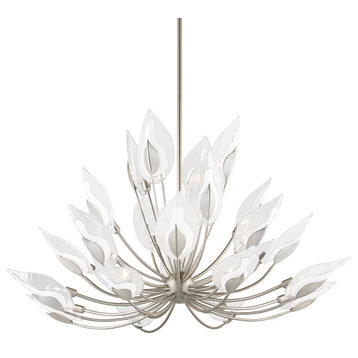 Blossom 28-Light Chandelier Silver Leaf Finish Clear Glass