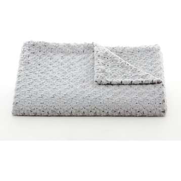 Duo Tone Soft Cuddle Throw in Rosebud Silver & Charcoal