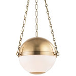 Hudson Valley Lighting - Sphere No.2 Small Pendant With Opal Glass Shade, Aged Brass - Designed by Mark D. Sikes