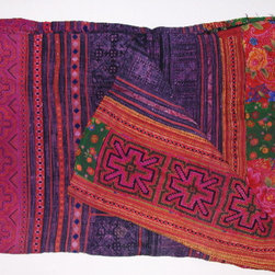 Hmong Hilltribe patchwork and embroidered throw - Quilts And Quilt Sets