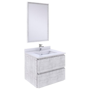 Fresca Stella 24" Wall Hung Single Bathroom Vanity w/ Mirror in Rustic White
