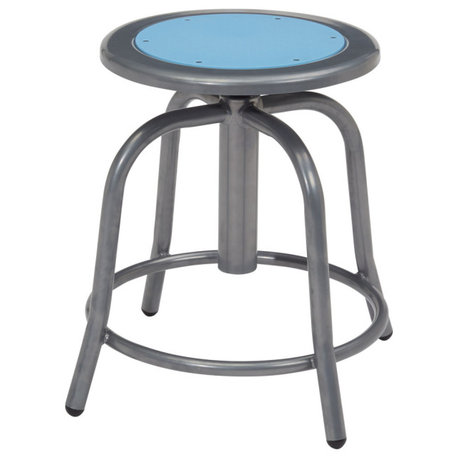 NPS 18-24" Height Adjustable Swivel Stool, Grey Frame, Blueberry Seat