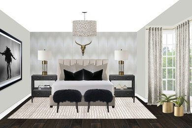 Bedroom - mid-sized contemporary master dark wood floor bedroom idea in DC Metro with beige walls and no fireplace