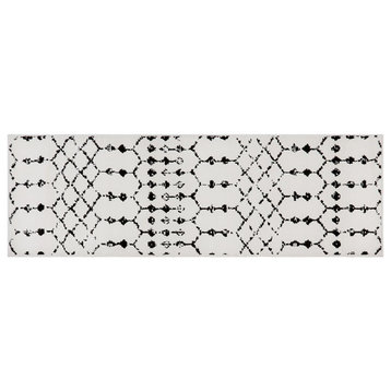 Flash Furniture 2' x 6' Polyester Area Runner Rug in Ivory and Black