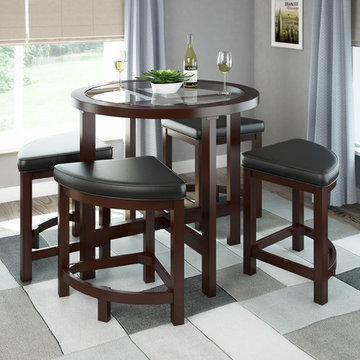 Belgrove Dark Espresso Stained Dining Table With 4 Stools