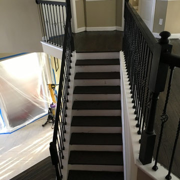 Ebony Stained Steps Landing Hallway