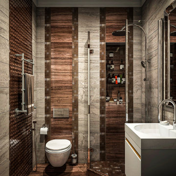 Modern bathroom with decorative elements