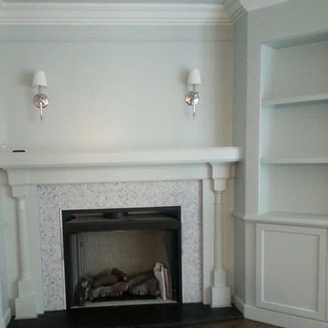 Nearing completion on the fireplace wall details