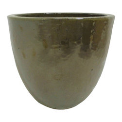 Green Glazed Egg Pot - Outdoor Plant Pots & Planters