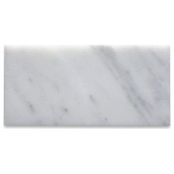 3x6 Carrara Marble Subway Tile Polished Venato Bianco White Carrera, 100 sq.ft.