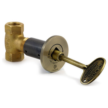Multifunctional Valve, Straight 1/2", Antique Brass Flange, 3" Gas Valve Key