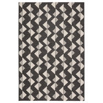 Jaipur Living - Jaipur Living Zemira Indoor/Outdoor Geometric Black/Cream Area Rug (4'X5'7") - The Fresno collection lends a relaxed, casual feel to outdoor spaces and high-traffic indoor areas. The black and cream-colored Zemira area rug features an asymmetrical triangle motif that creates a global look and unique texture. Made of durable polypropylene and polyester, this flatweave rug offers versatility and an easy-care foundation to any space.