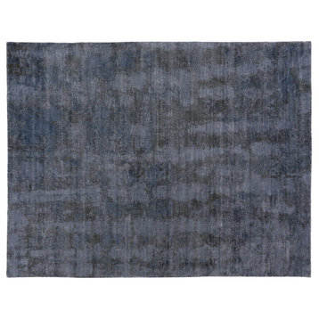 Antolini Handmade Hand Loomed Bamboo Silk and Cotton Blue/Gray Area Rug, 10'x14'