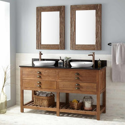 60" BENOIST RECLAIMED WOOD CONSOLE DOUBLE VANITY FOR SEMI-RECESSED SINK - PINE - Bathroom Vanities And Sink Consoles