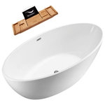 Streamline - 63" Streamline N-420-63FSWH-FM Soaking Freestanding Tub With Internal Drain - Soak your troubles away in this Streamline modern spacious bathtub. It's 63" Ellipse shape provides room for a deep soak. This tub can hold up to 55gallons of water. It's glossy white exterior makes it stand out in any bathroom. It is designed with an internal drain to maintain the modern look.  FREE Bamboo Bathtub Caddy Included in Purchase!