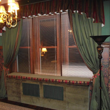 Dining Room Upholstered Cornice, drape and radiator cover