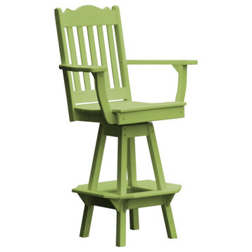Royal Swivel Bar Chair with Arms in Poly Lumber, Tropical Lime