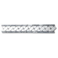 Carrara Venato Marble Basketweave Mosaic Border Dark Gray Dots Honed, 1 sheet