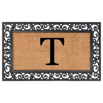 Classic Monogrammed Rubber Welcome Mat, T