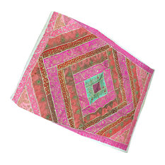 Mogul Interior - Exotic Pink Vintage Sari Wall Hanging Patchwork Tapestry Decor India Art - Tapestries