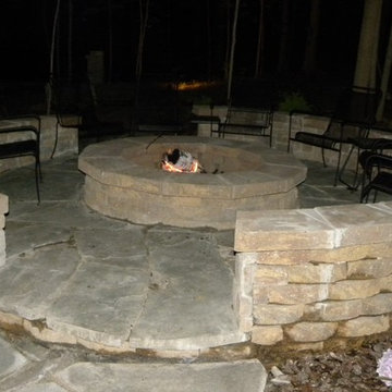 The woodland deck, bridge and fire pit