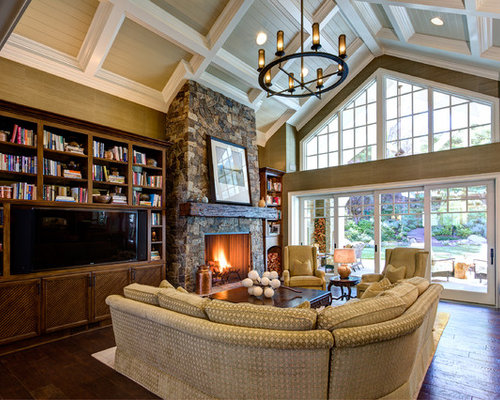 stone fireplace kitchen designs Vaulted  Houzz Fireplace Ceiling