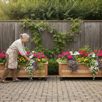 Outdoor Cedar Raised Planter Box with Wheels
