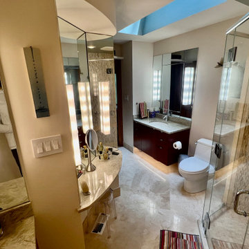 Glass Tile Waterfall Bath